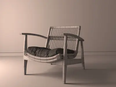 Armchair teak lounge chair with cushion 3D model