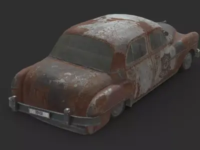 Abandoned Car - Dodge Coronet Police Low-poly 3D model