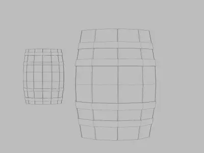 Wooden Barrel LOD Low-poly 3D model