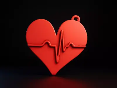 Heart with Heartbeat Line ValentineS Day Romantic Home  3D print model