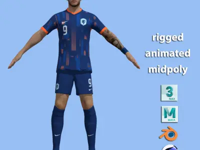 T-Pose Rigged Weghorst Netherlands Euro 2024 3D model