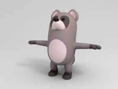 Rigged Cartoon Raccoon 3D model