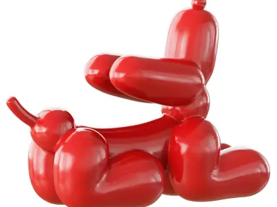 Red balloon dog sculpture 3D model