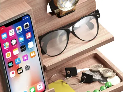 TESLYAR Wood Phone Docking Station set1 3D model