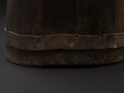 Wooden Bucket Low-poly 3D model