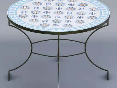 Moroccan round mosaic table Low-poly 3D model