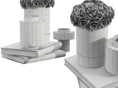 Decorative set With Rose bouquet 3D model
