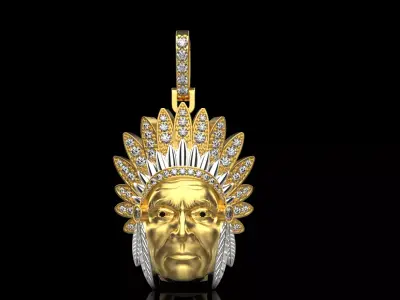 Native American Indian man pendant model Z30 3D print model