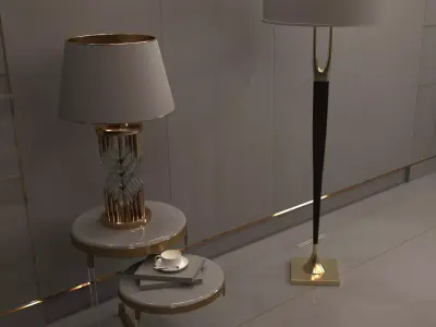 lampshade set floor lamp with shade Free 3D model