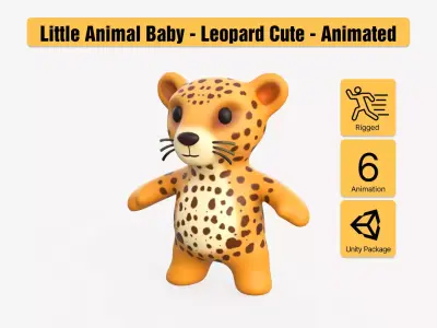 Little animal baby - Leopard cute - Animated  Low-poly 3D model