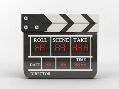 Wood Film clapperboard Low-poly 3D model