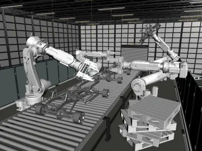 Industrial car manufacturing Low-poly 3D model