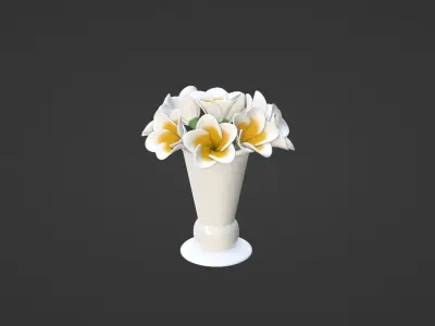 Decor bouquet of flowers in a porcelain vase 1 3D model