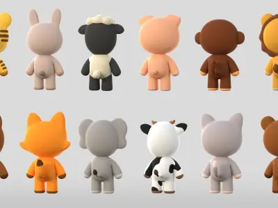 CUTE ANIMALS PACK 3D model