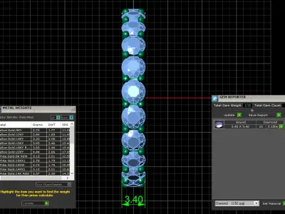 U Shaped Eternity Ring 3 point 4 mm stone size swiss 19 and EU59 3D print model