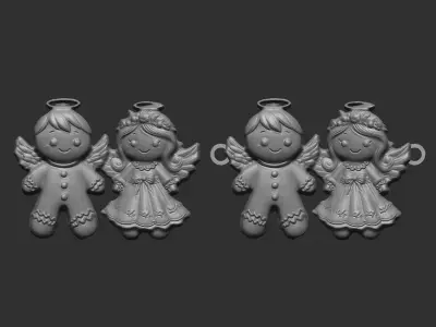 3d ginger bread and angle decor  3D print model