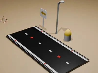 3d model Road light setup direction sider  Low-poly 3D model