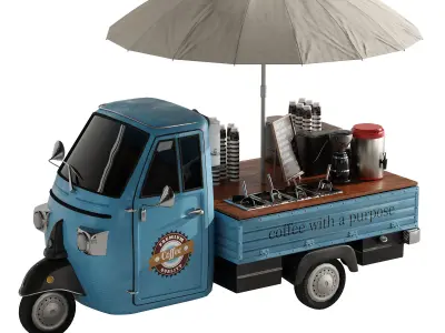 Foodtruck Coffee Blue set 4 3D model