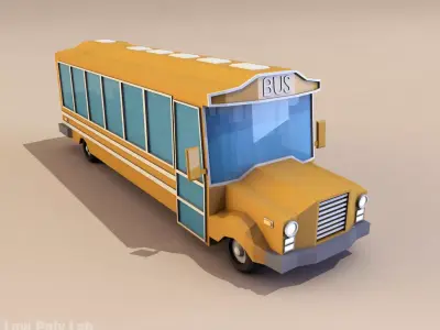Cartoon City School Bus Low-poly 3D model