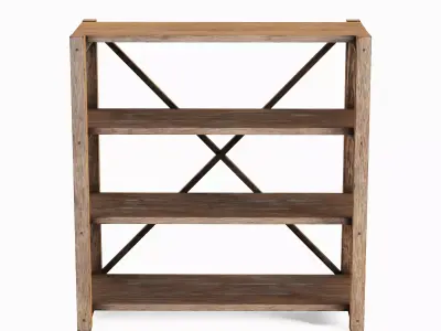 Wide Pottery Shelf A 05 Low-poly 3D model