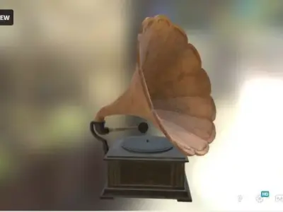 Gramophone Old 3D Low-poly 3D model