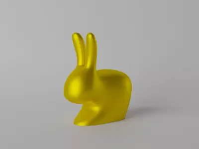 Gold Rabbit Decor Low-poly 3D model