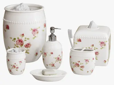 Rosalie Floral Bath Accessories by Piper Wright 3D model