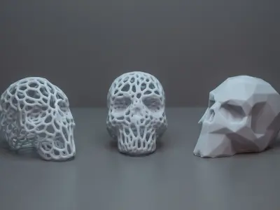 Lowpoly and Patterned Skulls 3D print model