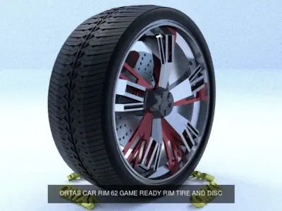 ORTAS CAR RIM 61-62 GAME READY RIM AND TIRE 3D Model Pack