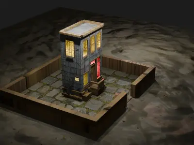 3D building Low-poly 3D model