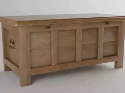 oak low cabinet 3D model