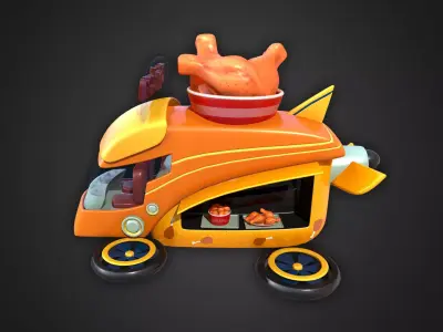 Asset - Cartoons - Food Car - Chicken Fly 3D model