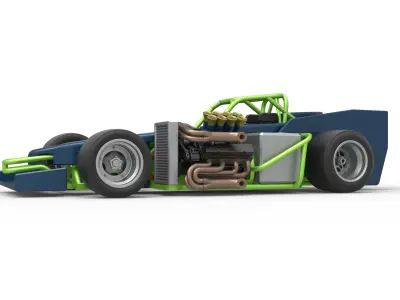 Supermodified front engine race car V3 Scale 1 to 25 3D print model