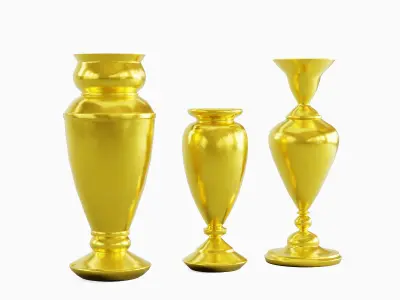 Antique Golden Vases 02 Low-poly 3D model