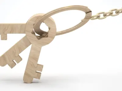 Keychain with Wooden Keys 3D model