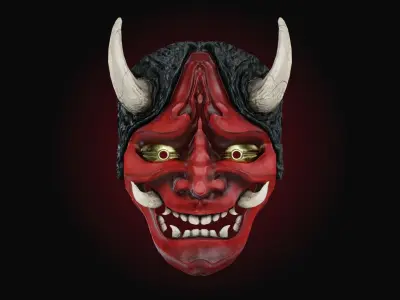 Low Poly Japanese Masks Low-poly 3D model