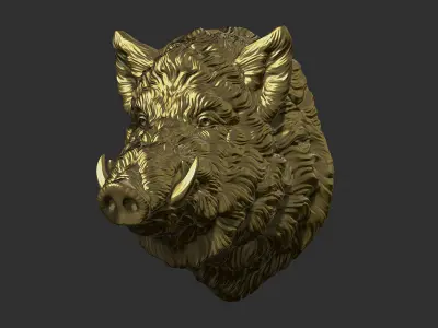 Wild boar head 3D print model