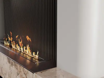 Decorated wall with fireplace - 3 3D model