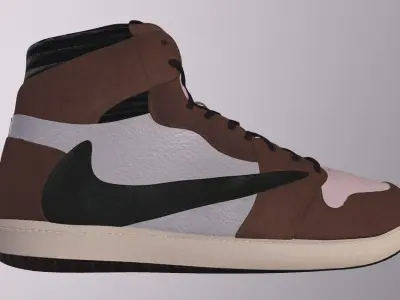 NIKE AIR JORDAN 1 TRAVIS SCOTT CACTUS JACK SHOES PBR Low-poly 3D model