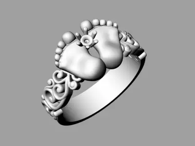 Jewelry Baby Foot Ring Gold 3D print model
