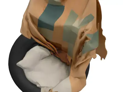 Upcycled Tire Armchair with Blanket Low-poly 3D model