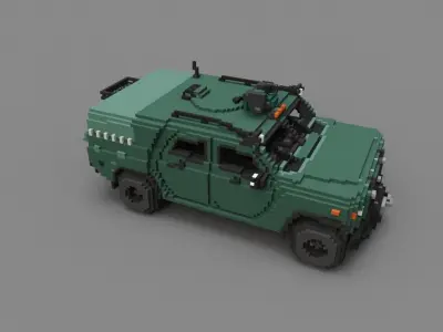 Voxel military vehicle military SBA Novator Low-poly 3D model