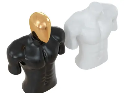Two torso black and white mannequin 78 3D model