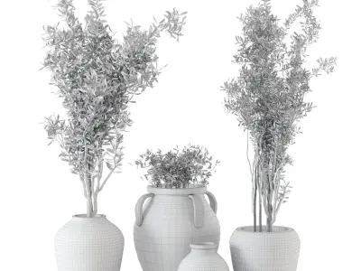 Outdoor Plants tree in rusty Concrete Pot  Set 1 3D model
