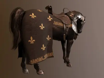 Armored Warhorse Low-poly 3D model