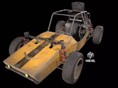 Buggy game ready asset Low-poly 3D model