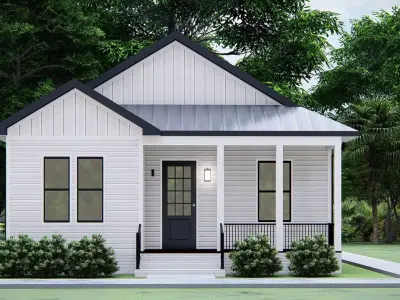 American Wooden  Farmhouse Barndominium  Country Home Exterior 3D model