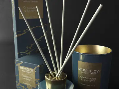 Decorative set stonelow reed diffusers 3D model