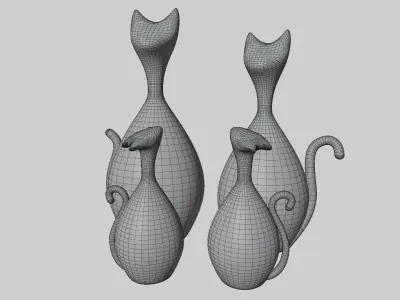 Cat figurines 3D model