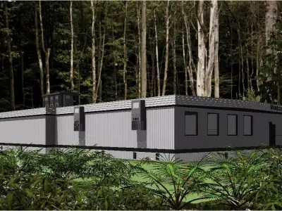 Modular Warehouse Prefabricated Building 3D Model with textures  Low-poly 3D model